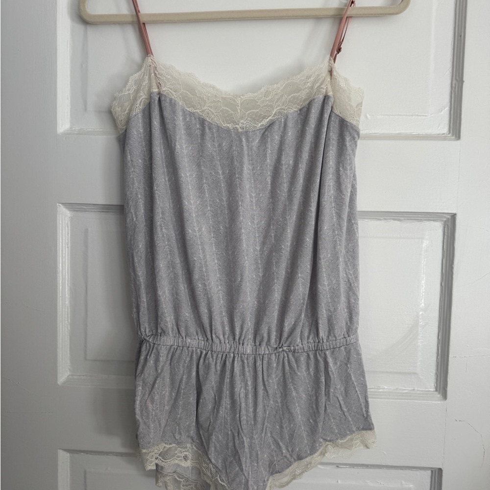 Eberjey Gray Lace Trim Women's Romper